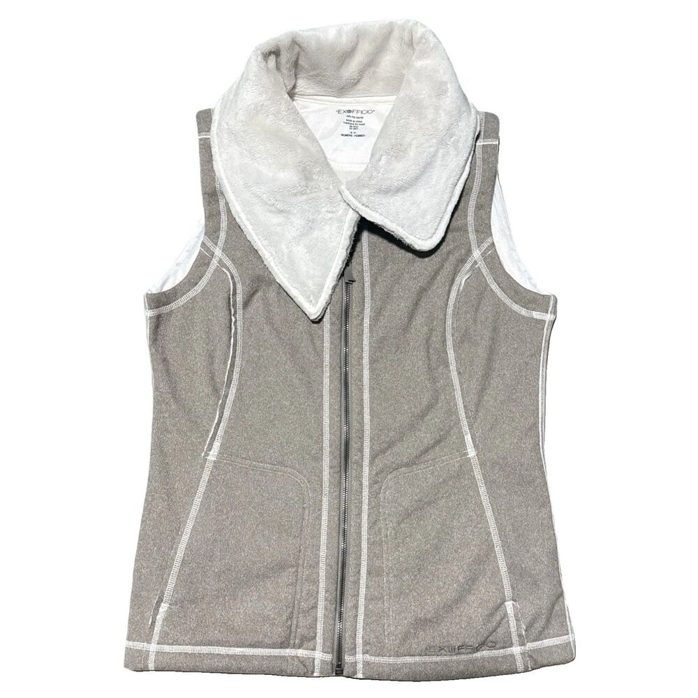 ExOfficio Fleece Vest Women’s Small Gray Sherpa Full Zip Travel Outdoor Hiking